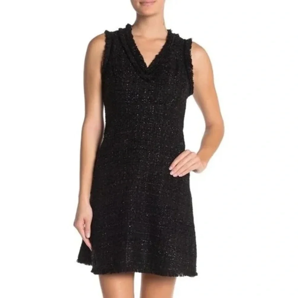 NWT Kate Spade Sparkle Tweed Dress “Dashing Beauty” Black Sleeveless Sz 14